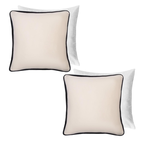OHS 2 Pack Matte Velvet Piped Filled Cushion Covers Home Decor Set