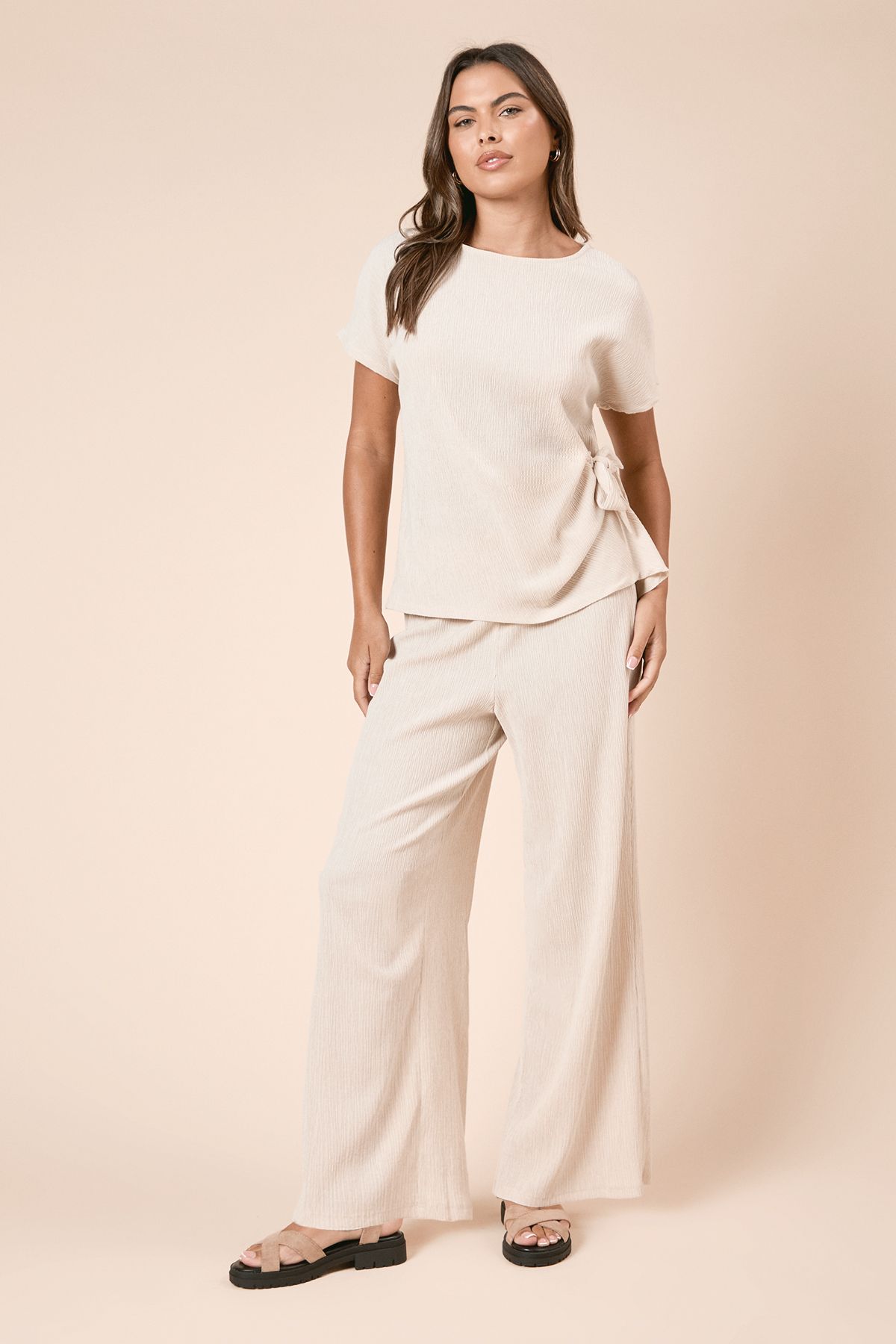 Dorothy Perkins Wide Leg Jersey Trouser Stone image 1