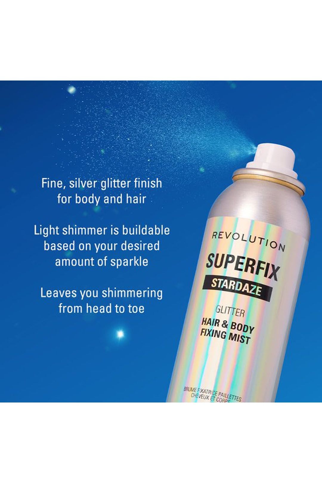 Revolution Superfix Glitter Shine Body and Hair 125ml Multi image 2