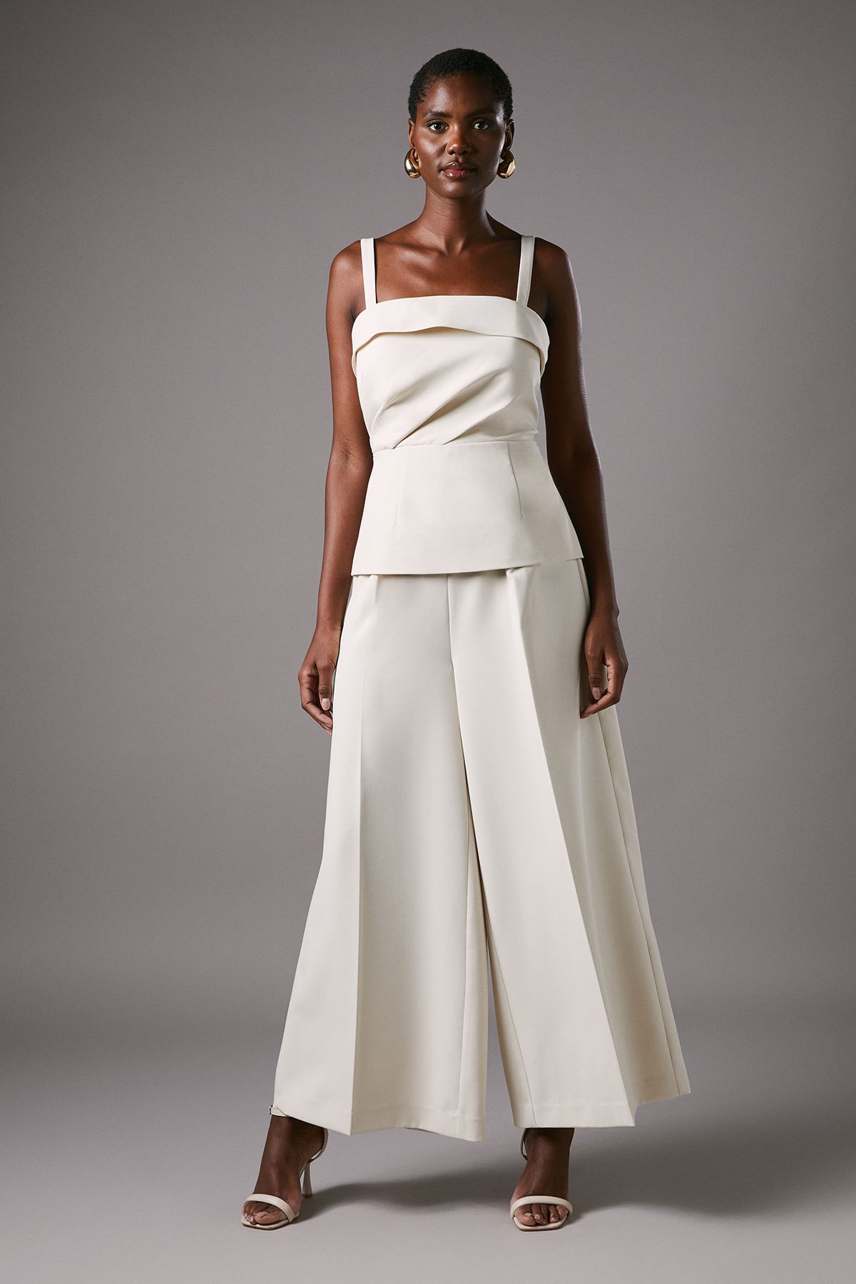 Coast Tailored Cropped Wide Leg Trousers Champagne image 1