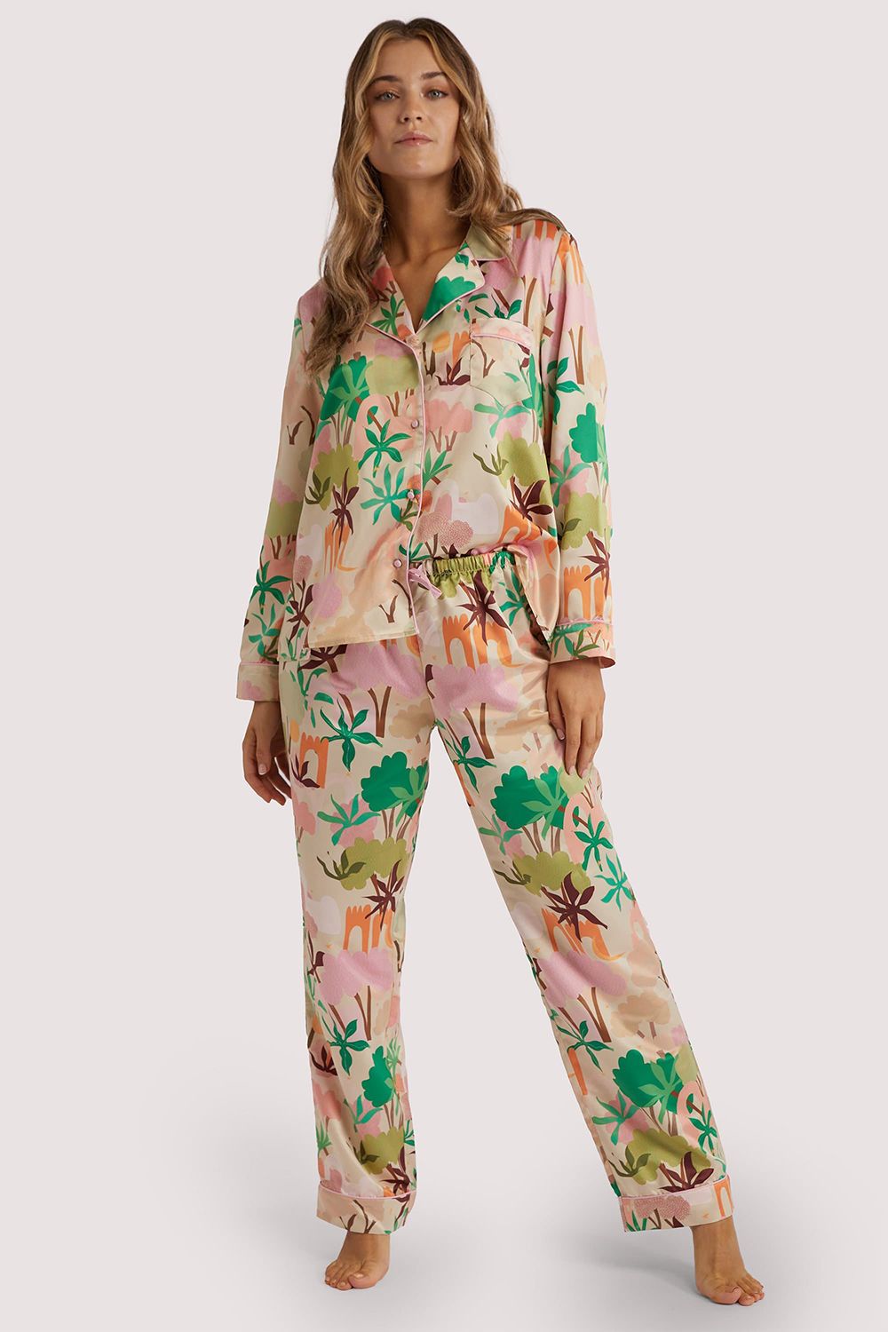 Playful Promises Alja Horvat Abstract Print Long Sleeve Satin 'Pj Top' image 2