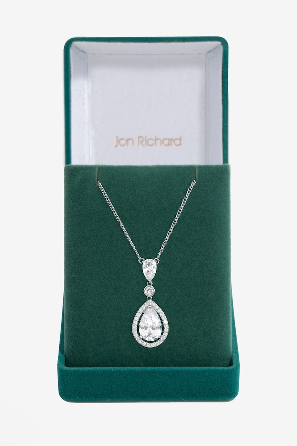 Jon Richard Rhodium Plated Cubic Zirconia Pendant Necklace