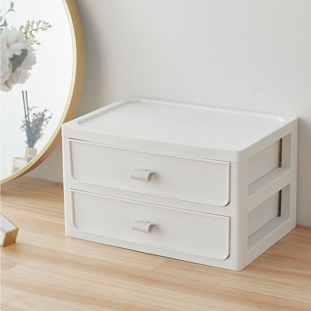 SHEONLY 2-Tier Plastic Stackable Desktop Drawers Storage Box image 2