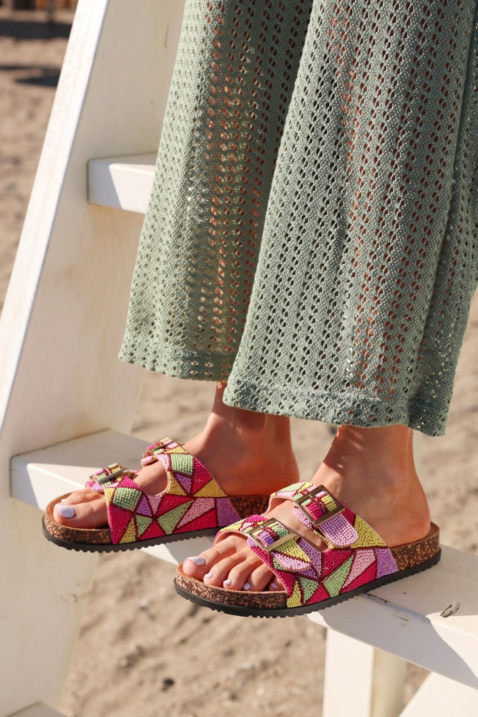 Linzi Gleam Multi Coloured Beaded Sliders image 7