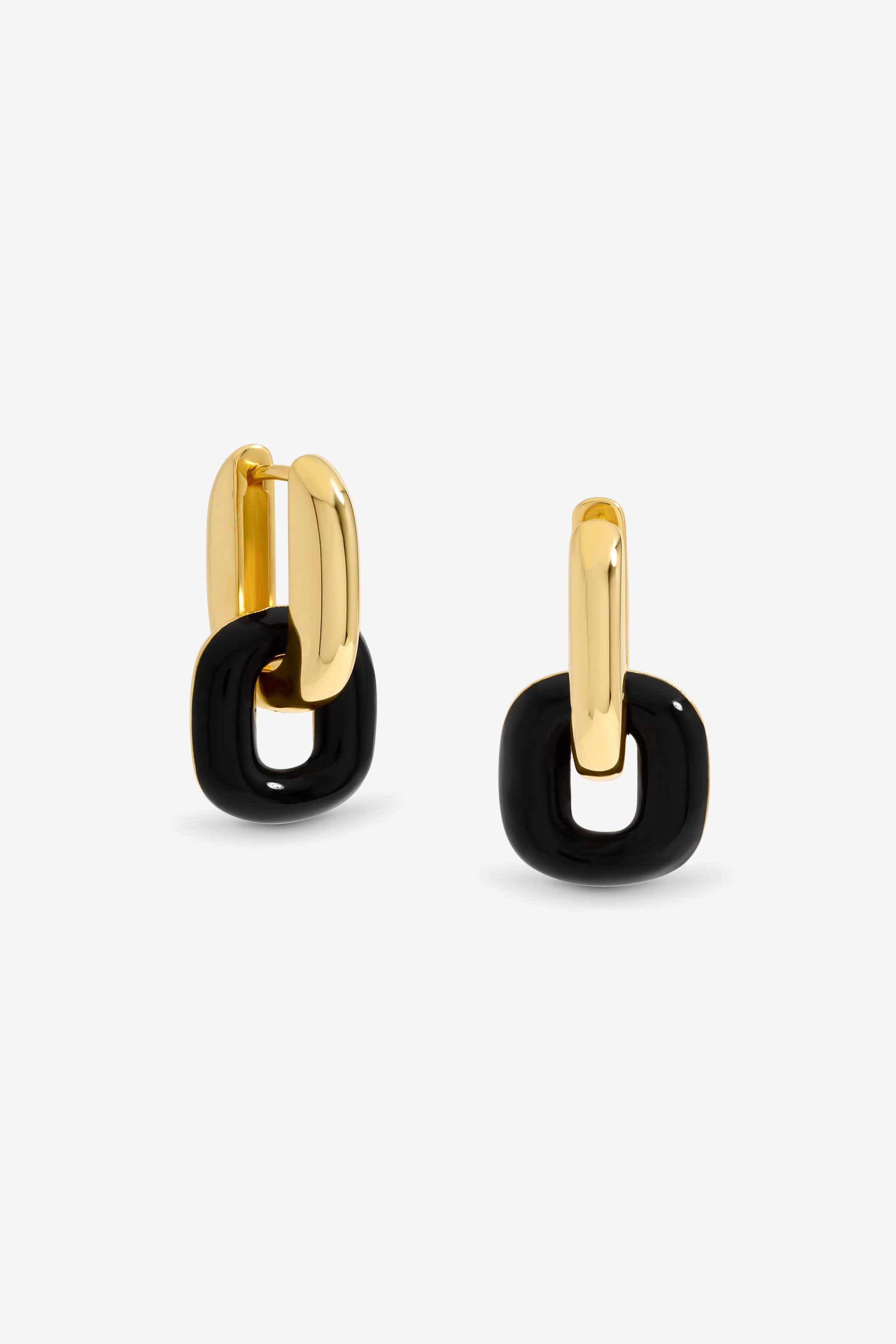 Jon Richard Gold Polished Link And Jet Enamel Link Earrings image 1