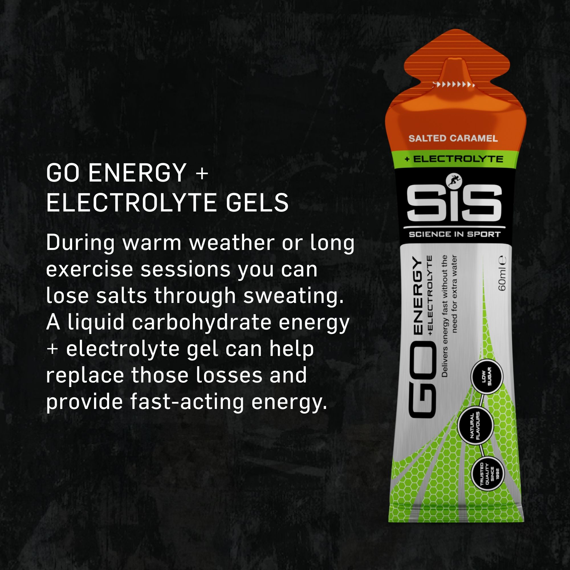 Science in Sport GO Energy + Electrolytes 60ml Gel - Salted Caramel - 30 Pack image 3