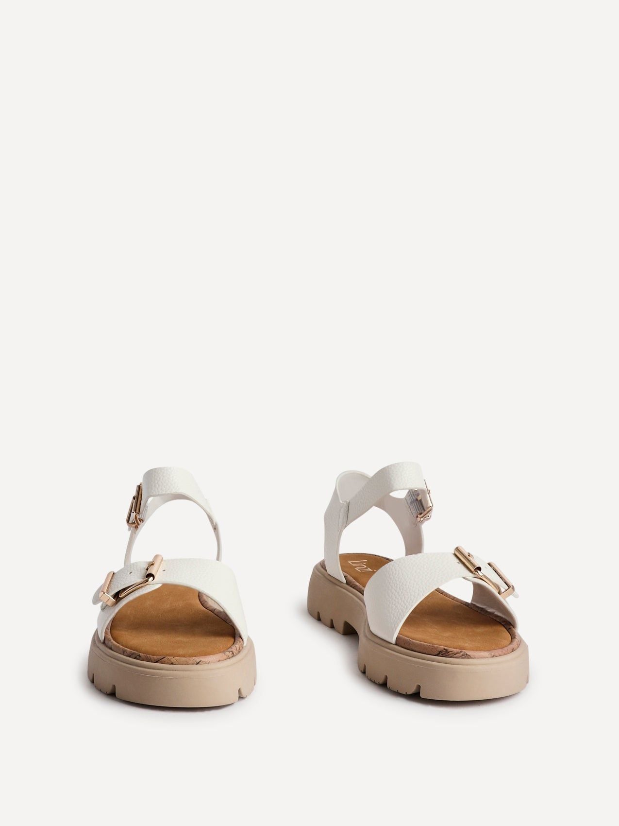 Linzi Comet White Faux Grain Leather Chunky Sandal image 3
