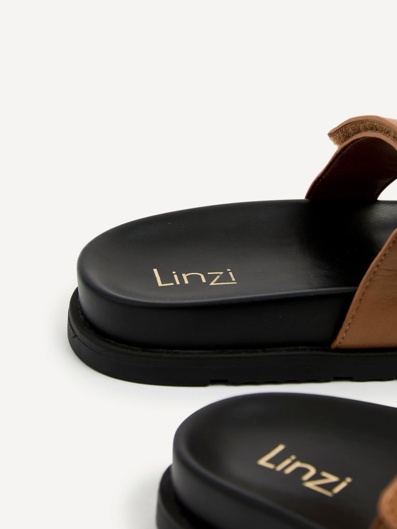 Linzi Emmy Tan Faux Leather Footbed Linked Design Sandal image 4