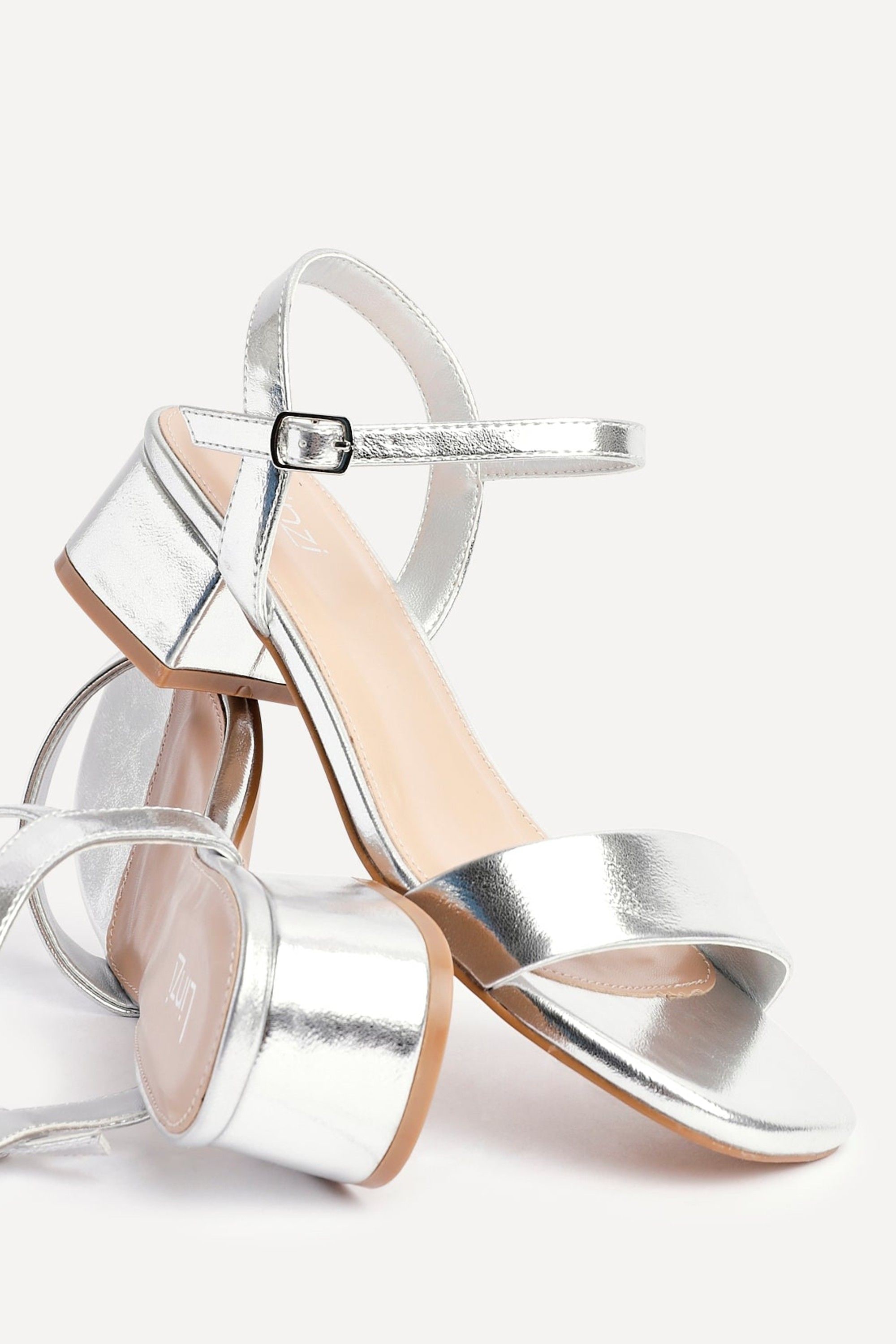 Linzi Tillie Silver Faux Leather Low Blook Heel image 5