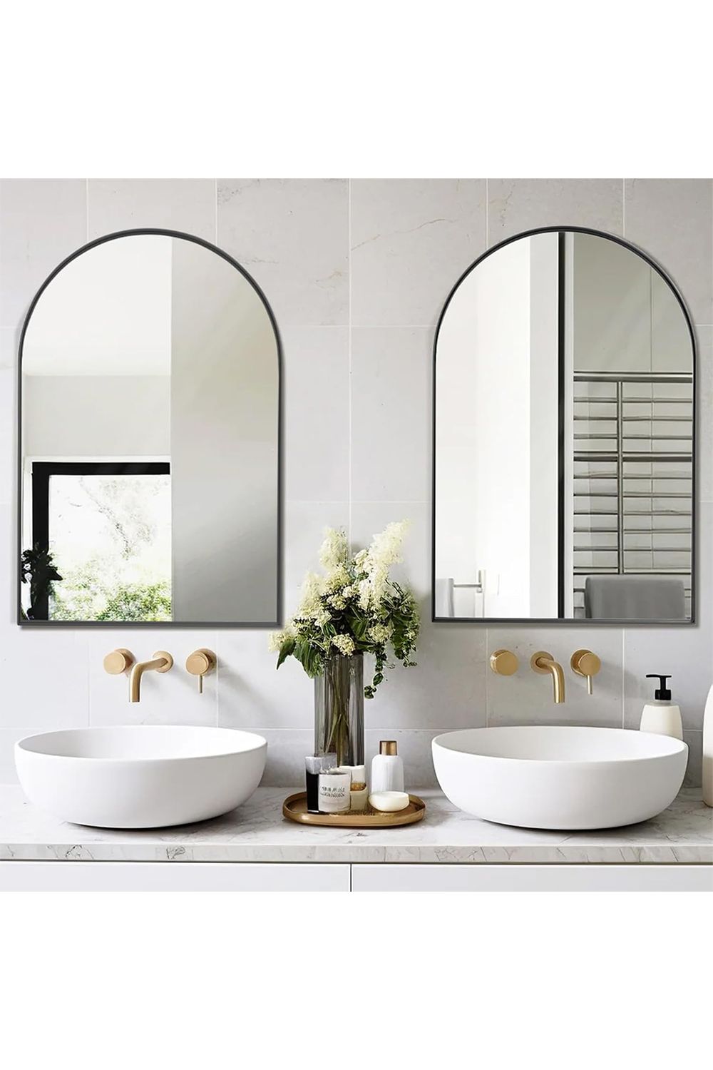 Living and Home 50x 70cm Modern Arched Metal Frame Bathroom Wall Mirror image 3