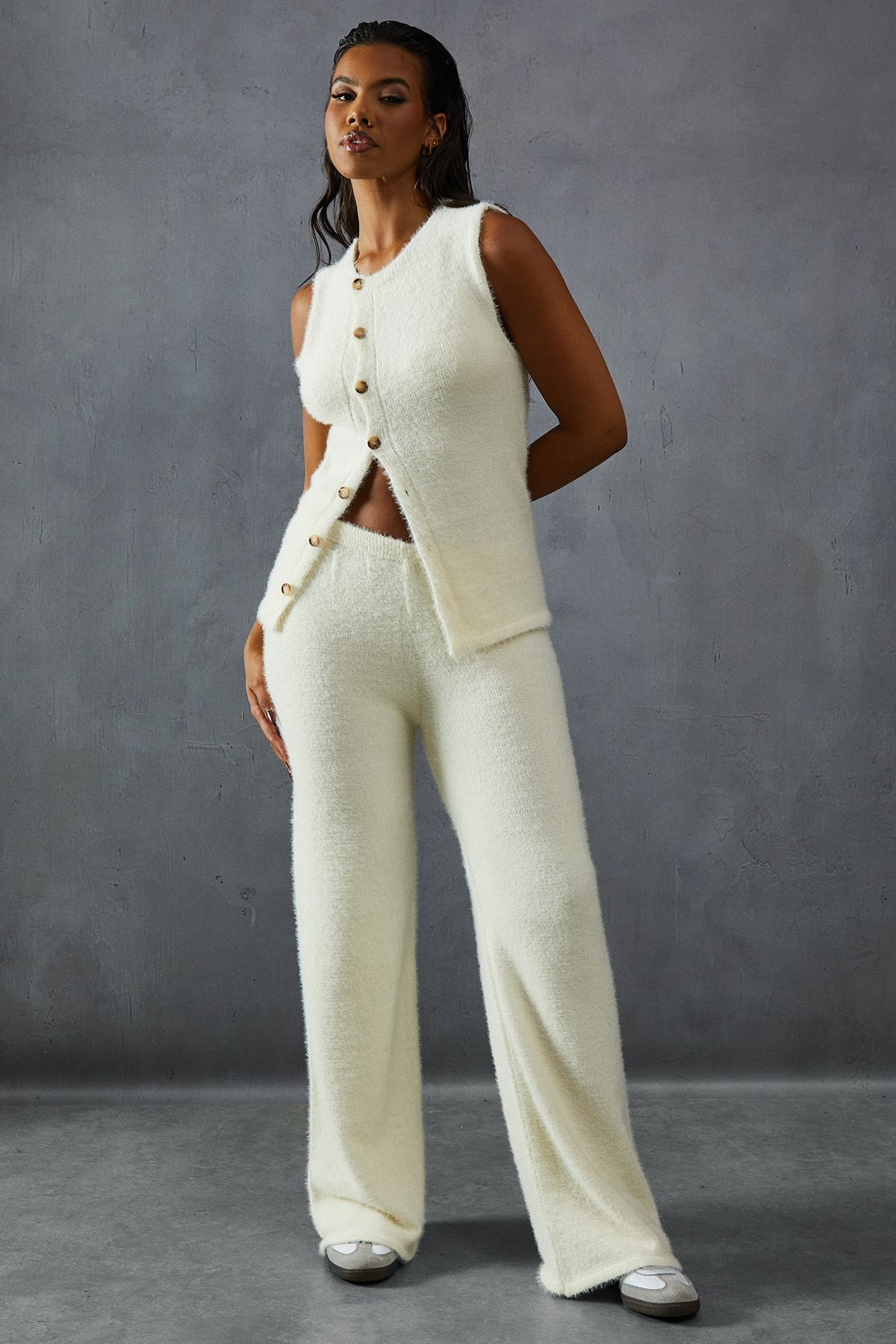 MissPap Eyelash Knit Sleeveless Top Cream image 4