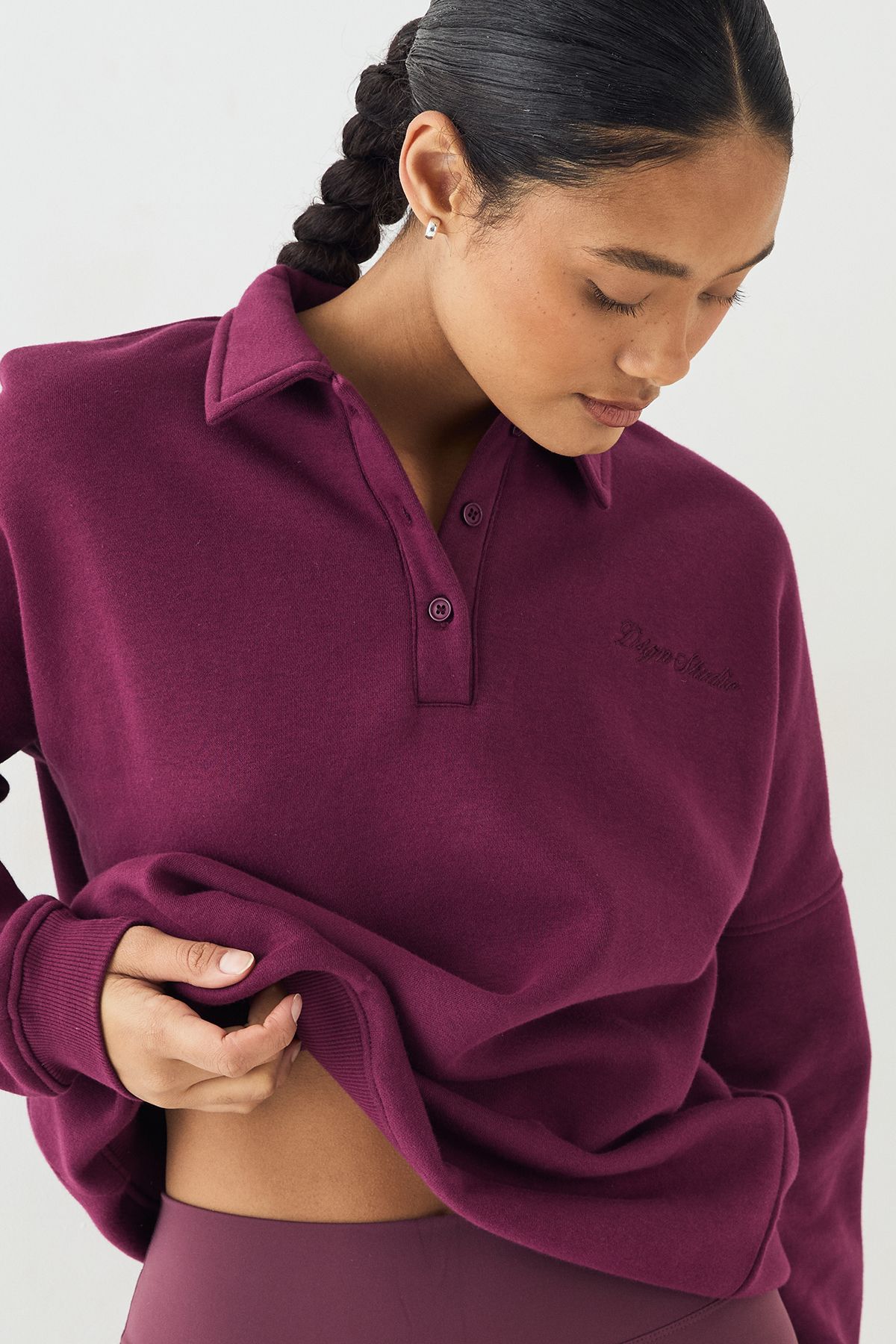 DSGN Studio DSGN Studio Script Collared Rugby Sweatshirt Plum image 4