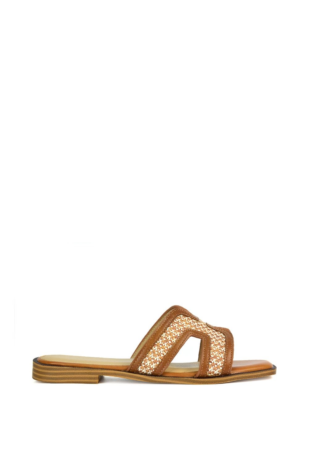 XY London 'Lola' Cut Out Strap Flat Slip On Slider Sandals