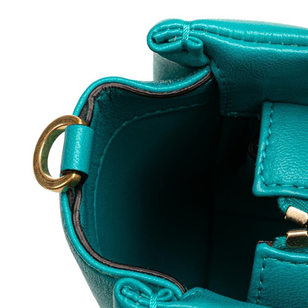 Valentino Preloved Top Handle Leather Handbag Wo - Blue Satchel image 8
