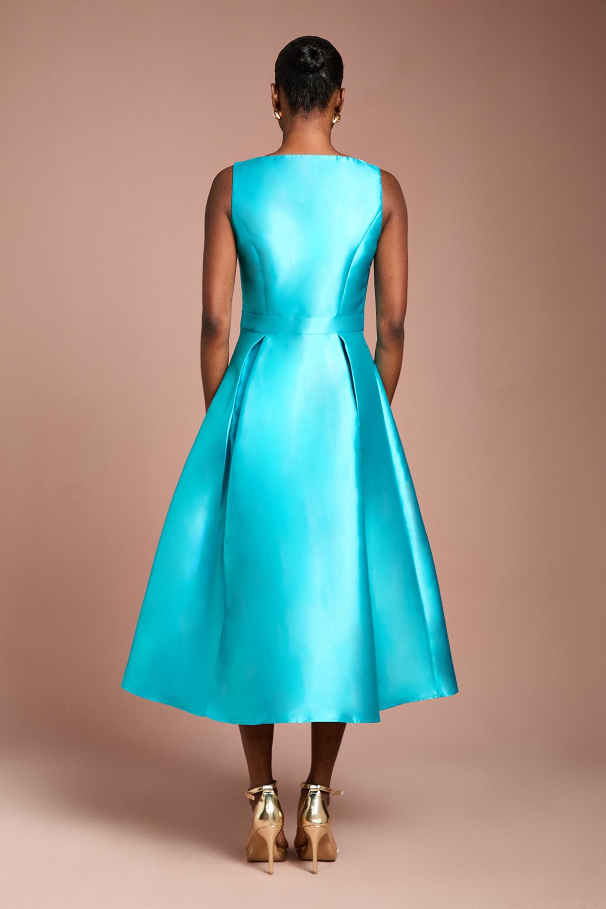 Coast Bow Detail Full Skirt Midi Dress Teal image 3