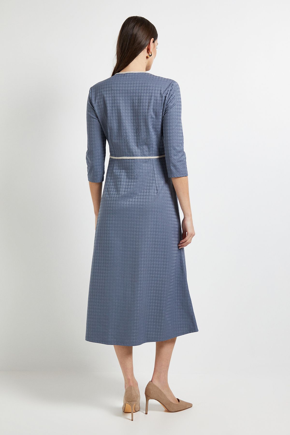Wallis Principles Binded Long Sleeve Midi Dress Blue image 3