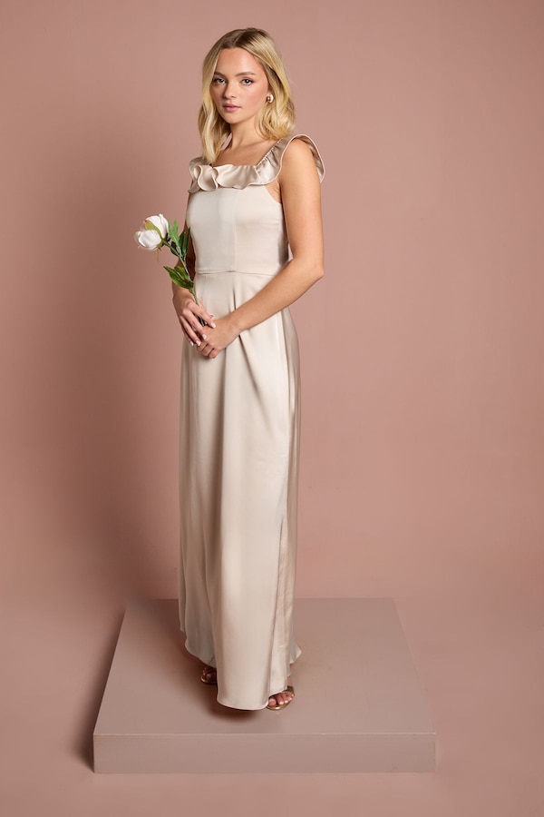 Coast Teen Coast Ruffle Strap Satin Bridesmaid Dress Champagne
