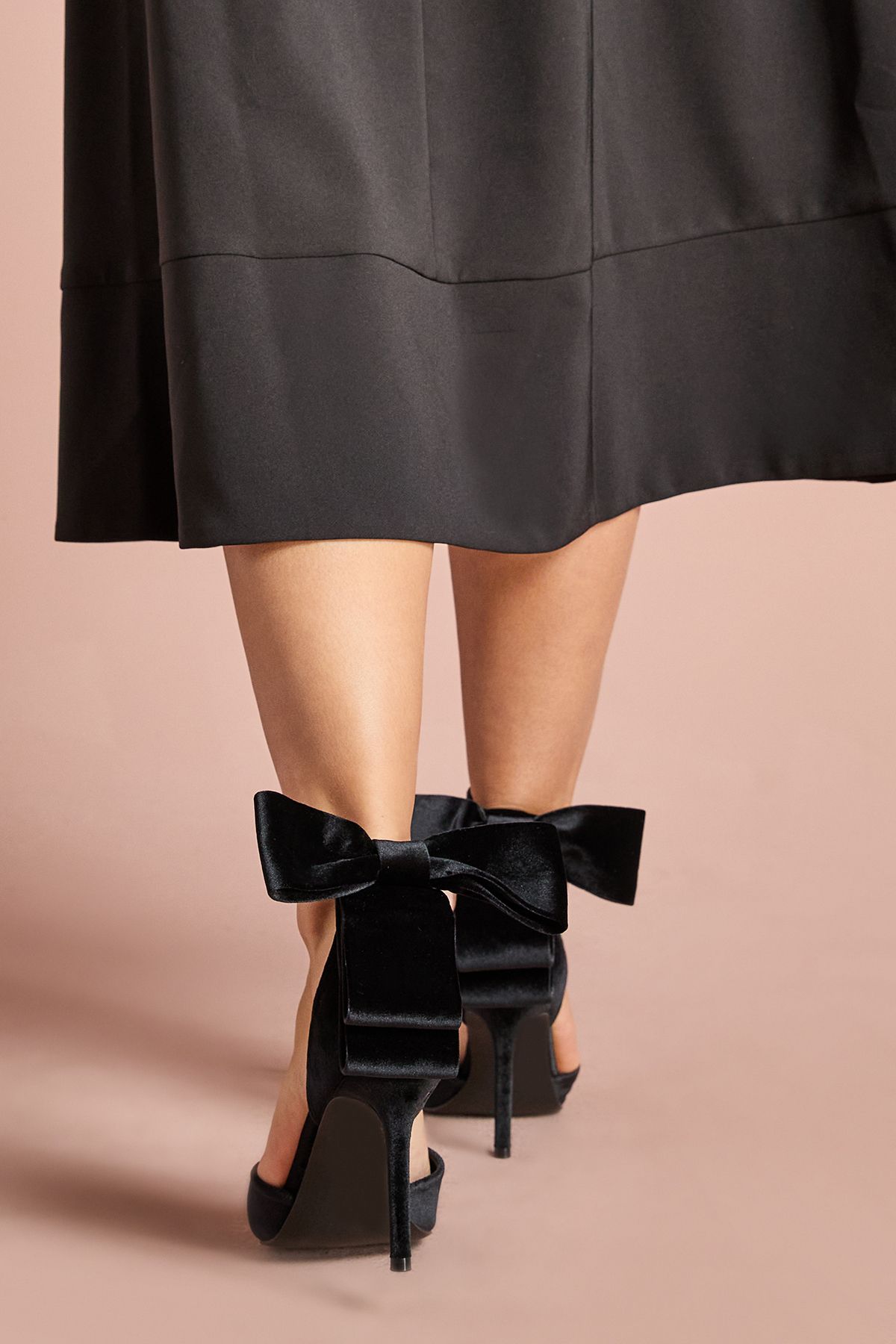 Coast Kittie Velvet Back Bow Pointed High Stiletto Heel Court Shoes Black image 4