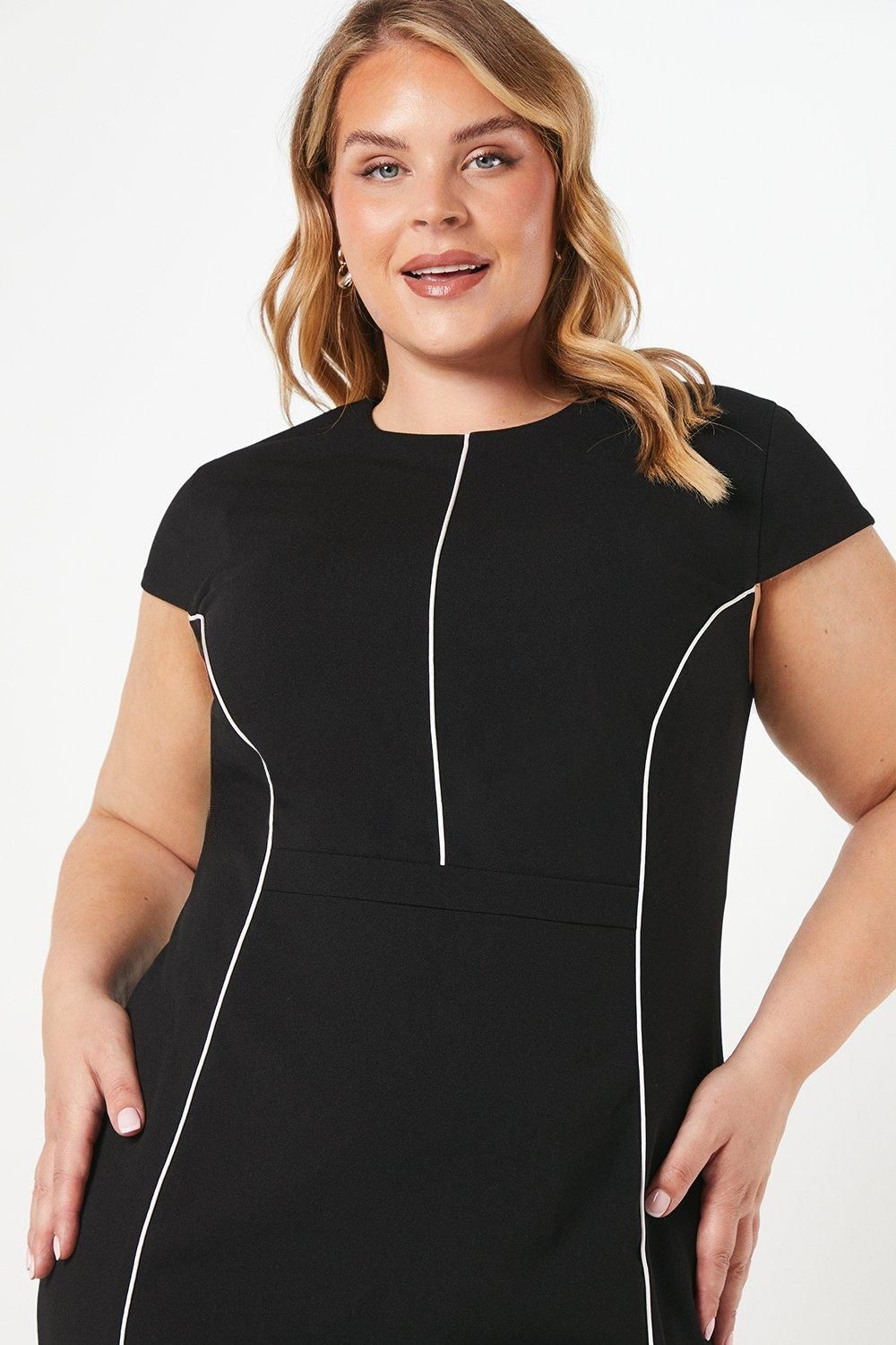 Coast Plus Ponte Pencil Dress With Satin Piping Black image 4