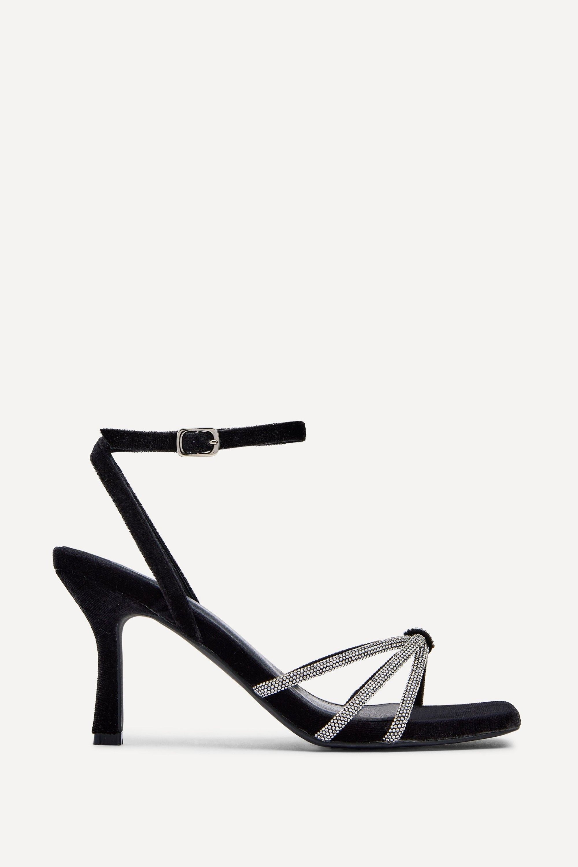 Linzi Polly Black Velvet Stiletto Heeled Sandal image 1