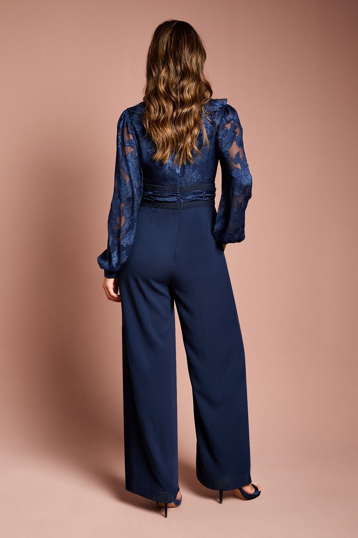 Coast Long Sleeve V Neck 2 in 1 Jumpsuit Navy image 4