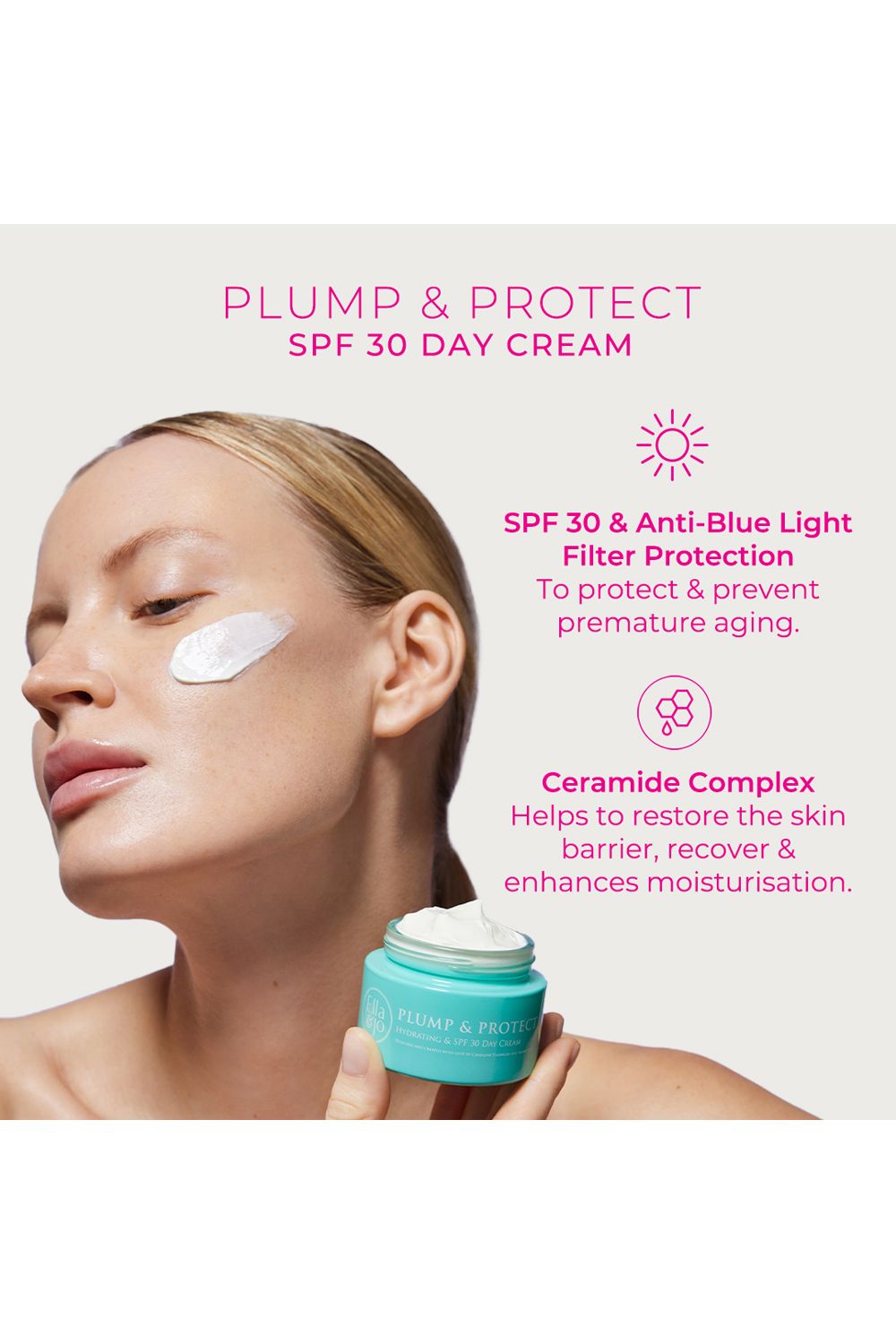 Ella & Jo Cosmetics Plump & Protect SPF30 Day Cream 50ml Multi image 5