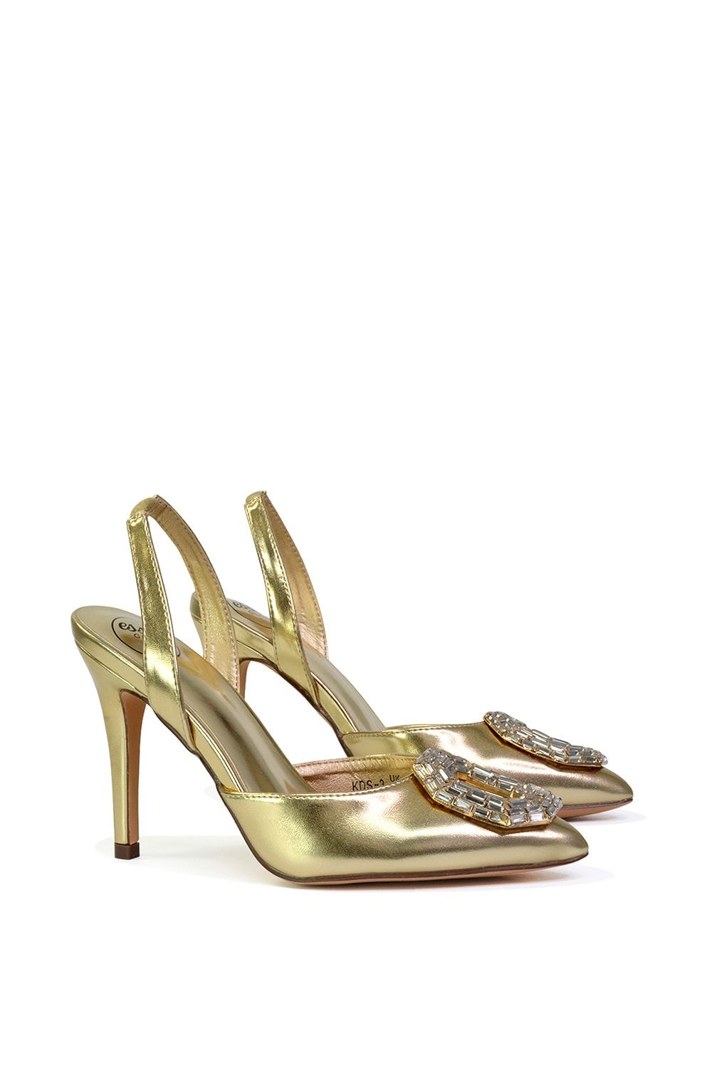 XY London 'Issy' Sling Back Strappy Pointed Toe Stiletto High Heel Court Shoes image 2