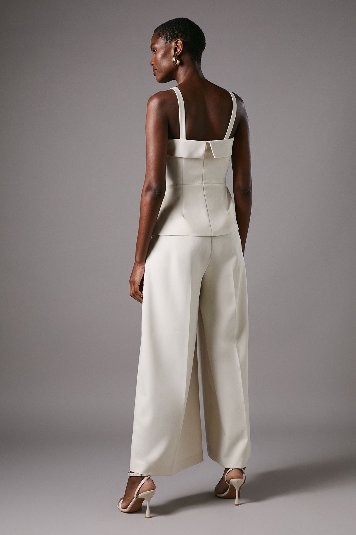 Coast Tailored Cropped Wide Leg Trousers Champagne image 3