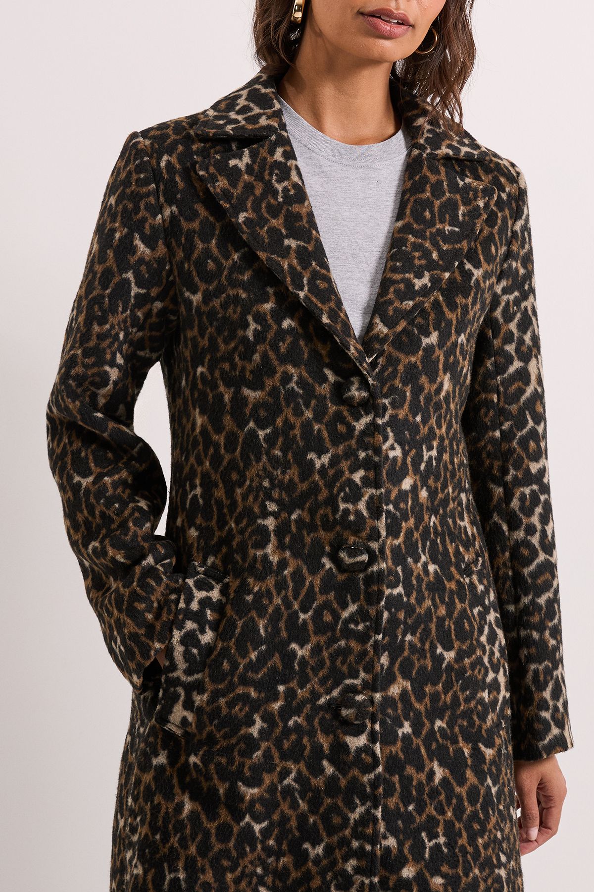 Dorothy Perkins Leopard Animal Wool Midi Coat Animal image 4