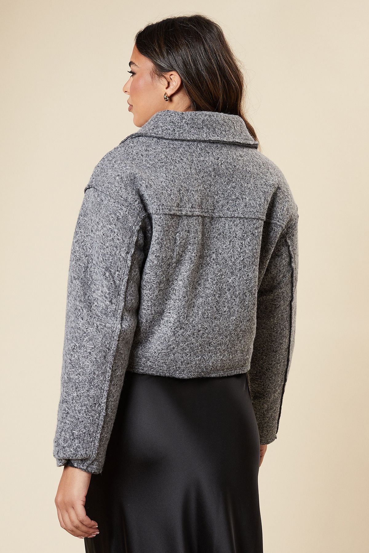 Dorothy Perkins Zip Front Pocket Detail Jacket Grey image 3