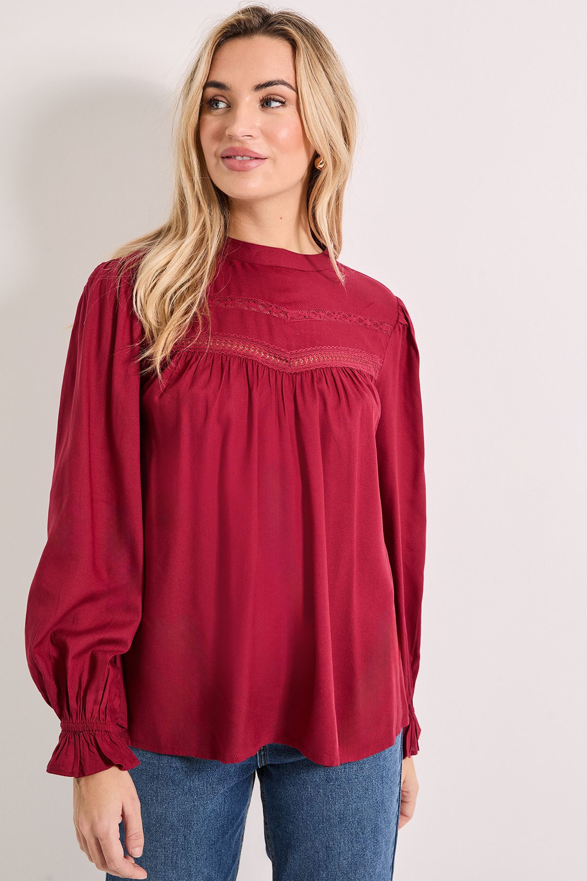 Dorothy Perkins Lace Detail Boho Top Berry