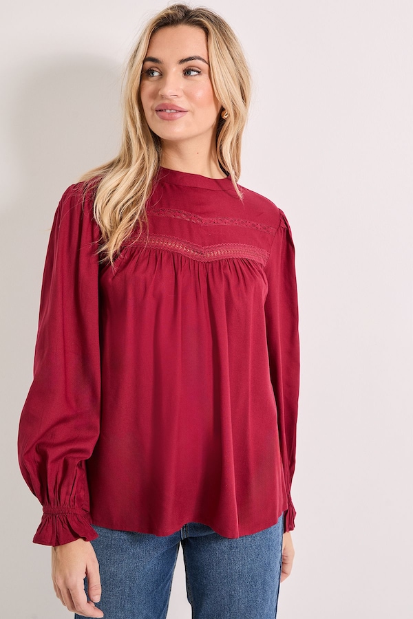 Dorothy Perkins Lace Detail Boho Top Berry