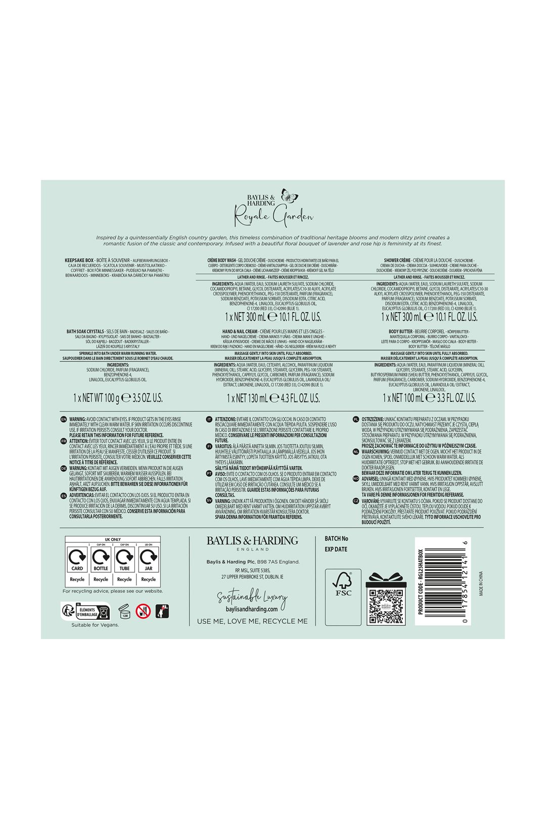 Baylis & Harding Royale Garden Luxury Hat Box Gift Set Multi image 8