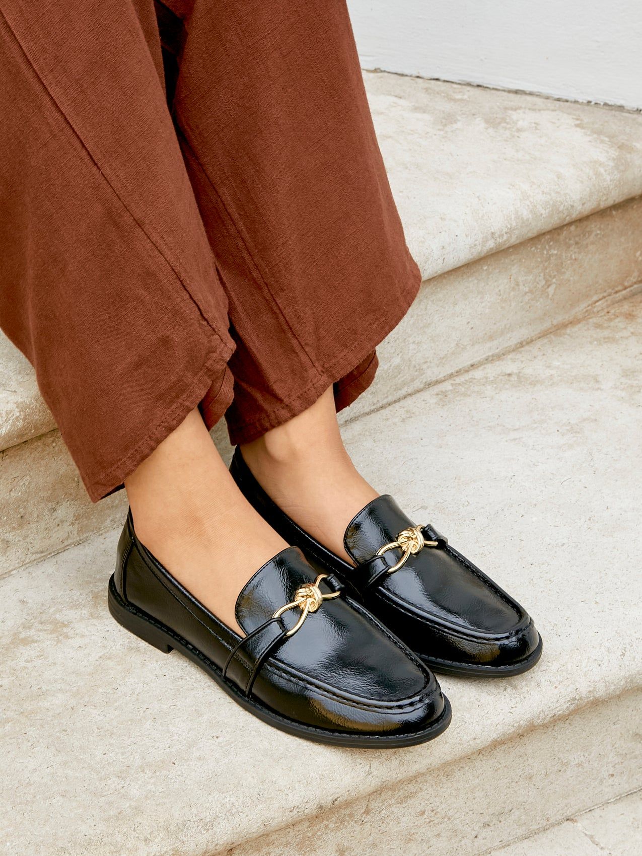 Linzi Affluent Black Faux Leather Slip On Loafer image 2