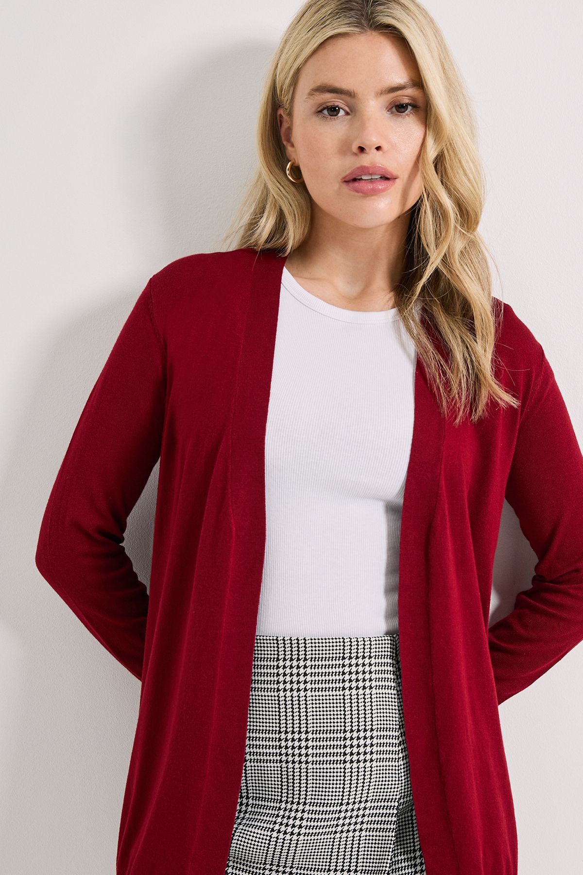 Dorothy Perkins Berry Longline Button Cuff Cardigan Berry image 4
