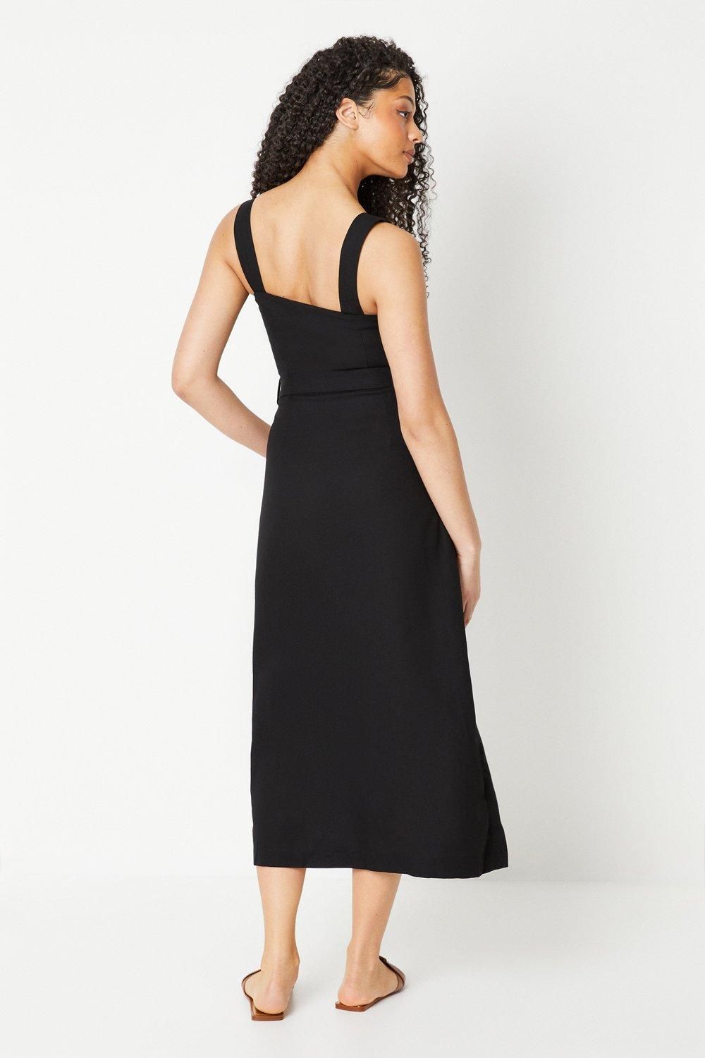 Dorothy Perkins Tall Strappy Button Through Midi Dress Black image 3