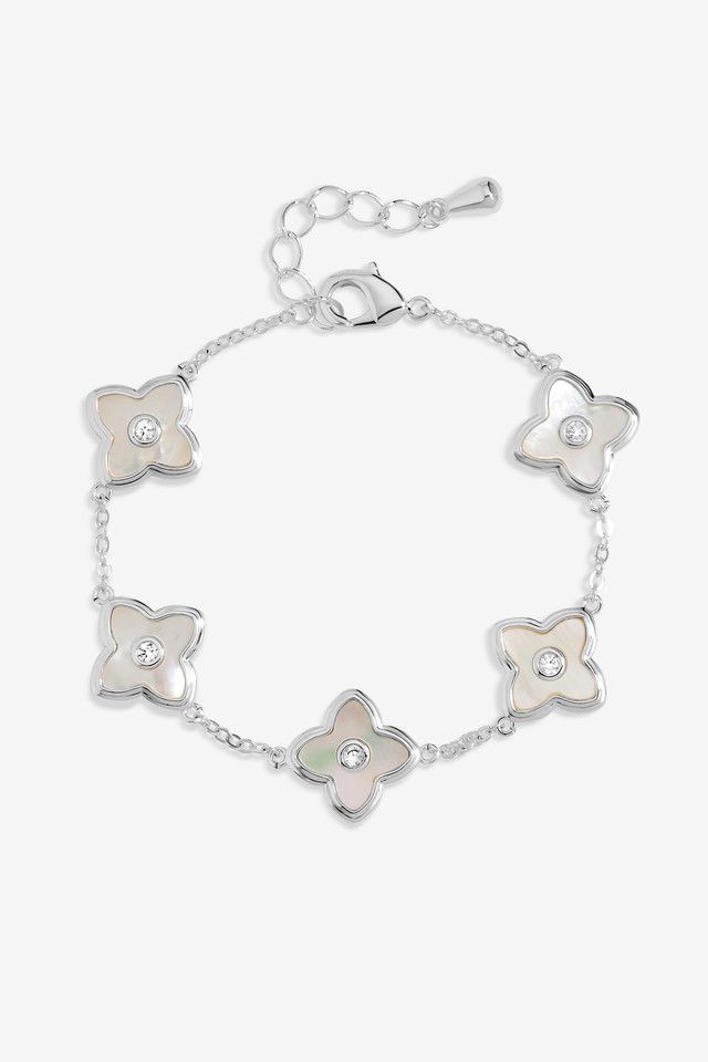 Jon Richard Silver Plated and Mother of Pearl Clover Bracelet image 1