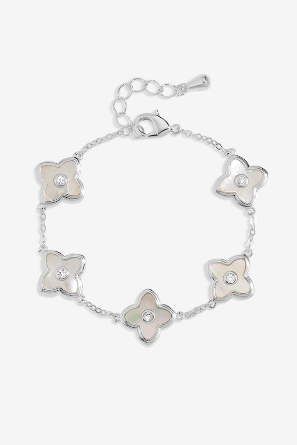 Jon Richard Silver Plated and Mother of Pearl Clover Bracelet
