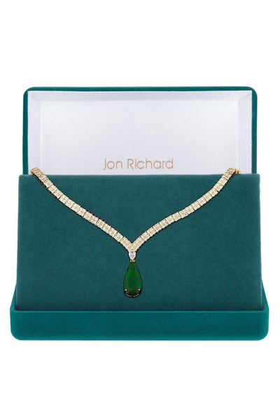 Jon Richard Gift Packaged Gold Plate And Emerald Green Cubic Zirconia Statement Necklace