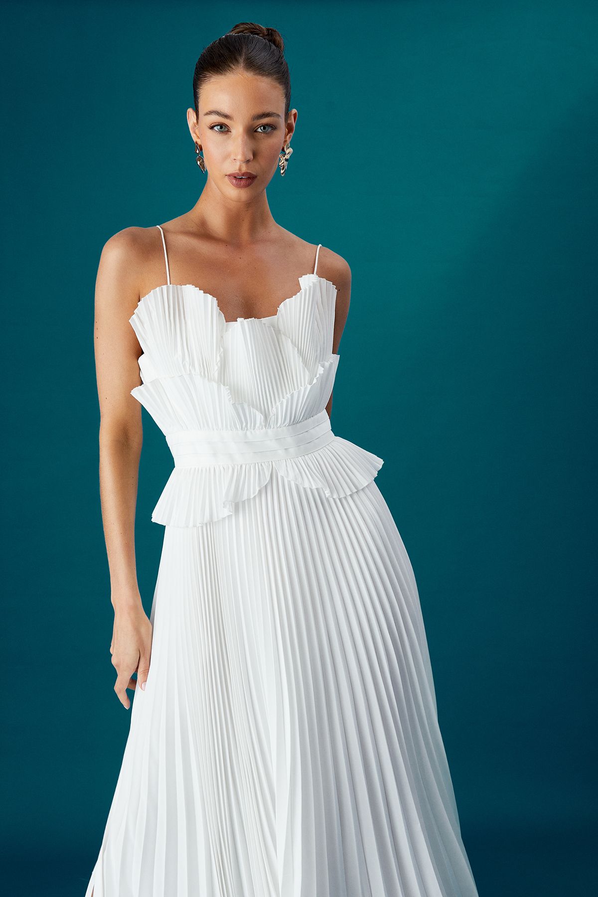 Coast Coast Muse Frill Front Volume Midi Dress White image 3