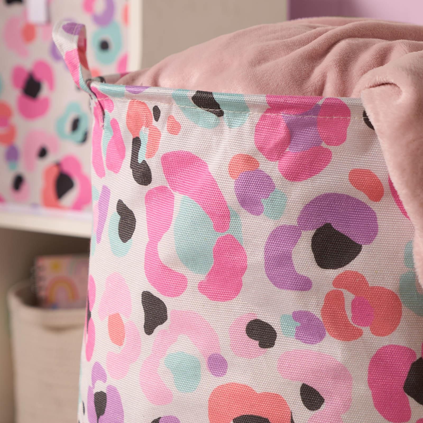 OHS Kids Leopard Print Laundry Basket Clothes Storage Toy Organiser image 2