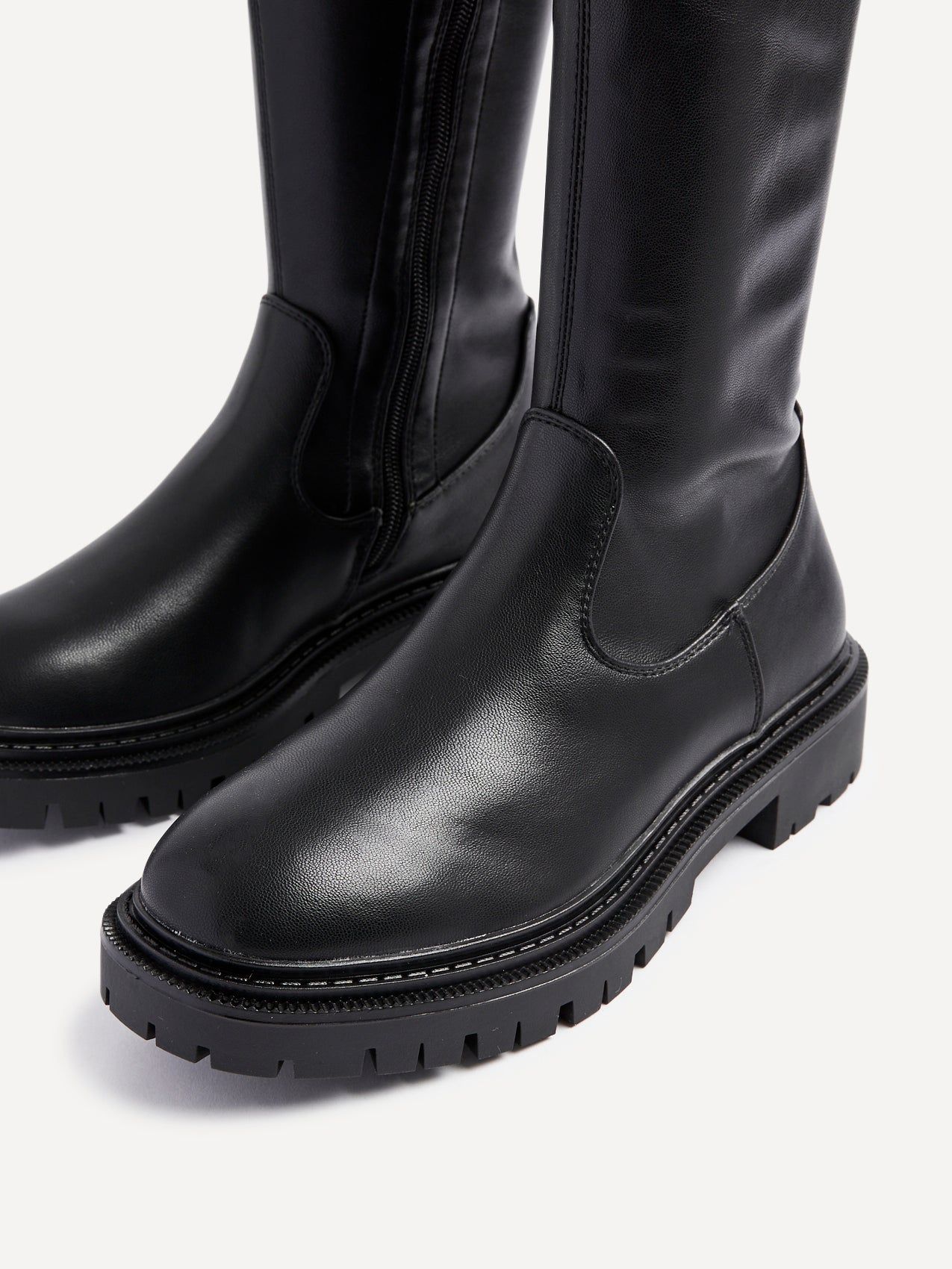 Linzi Hallie Black Faux Leather High Leg Stretch Boot image 4