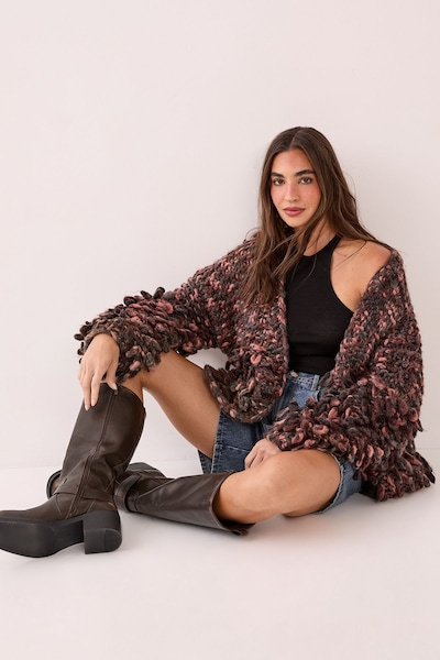 NastyGal Extreme Loopy Cardigan Pink