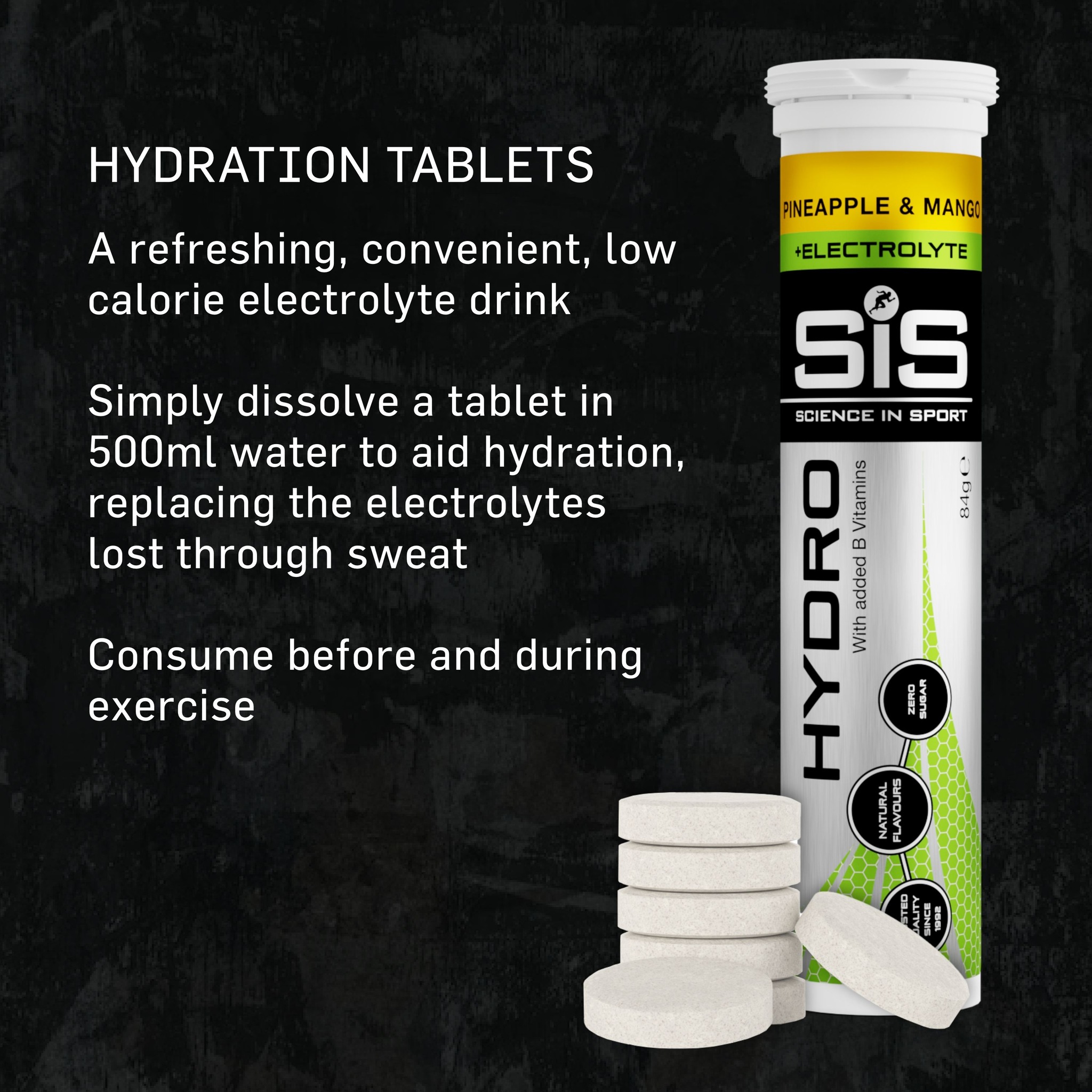 Science in Sport Hydro Tabs + Electrolytes | Pineapple & Mango - 20 Tablets image 3
