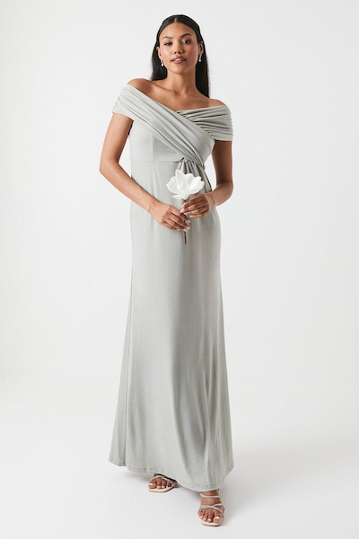 Coast Bardot Ruched Jersey Bridesmaid Dress Sage