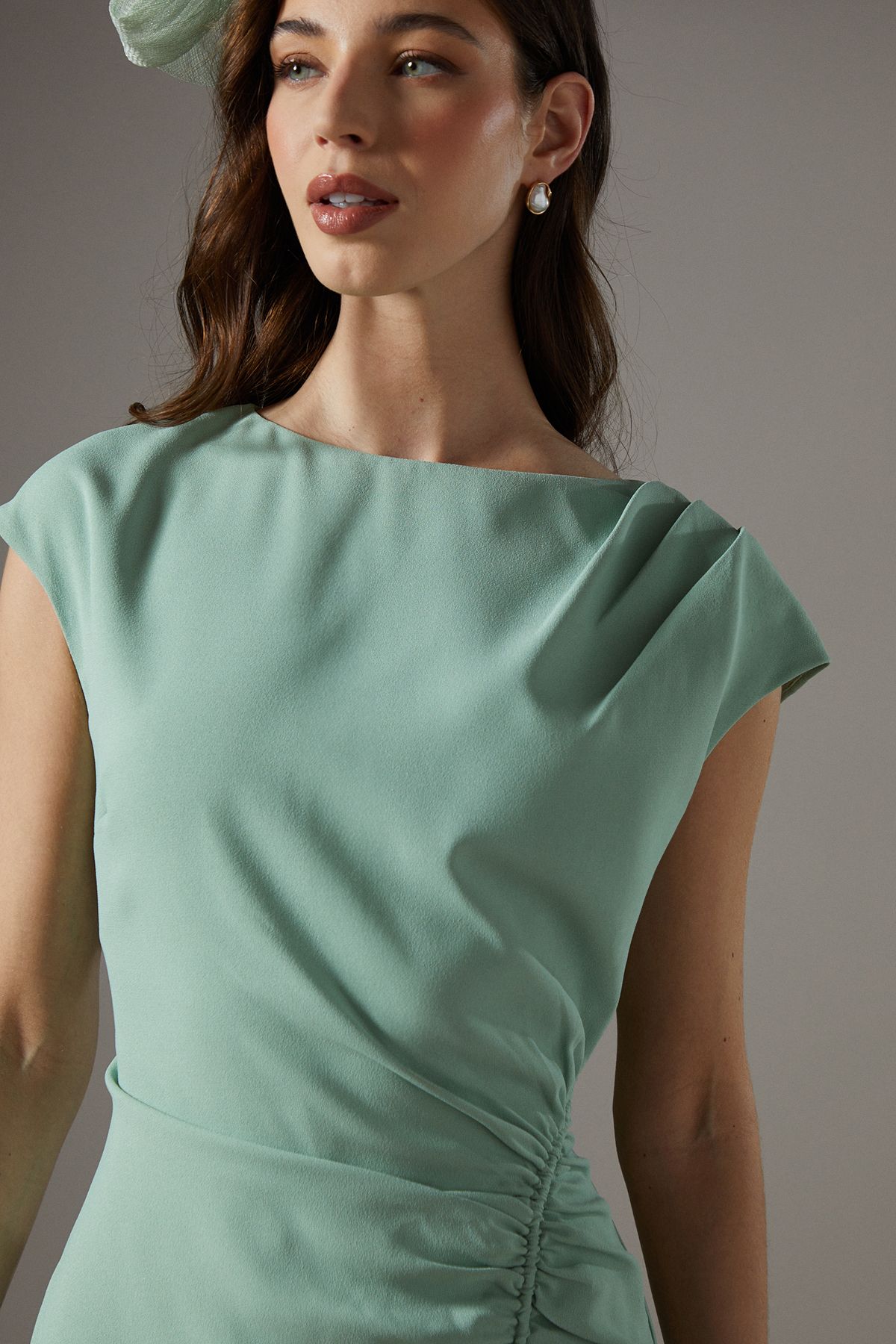 Coast Drape Side Cap Sleeve Midi Dress Sage image 2