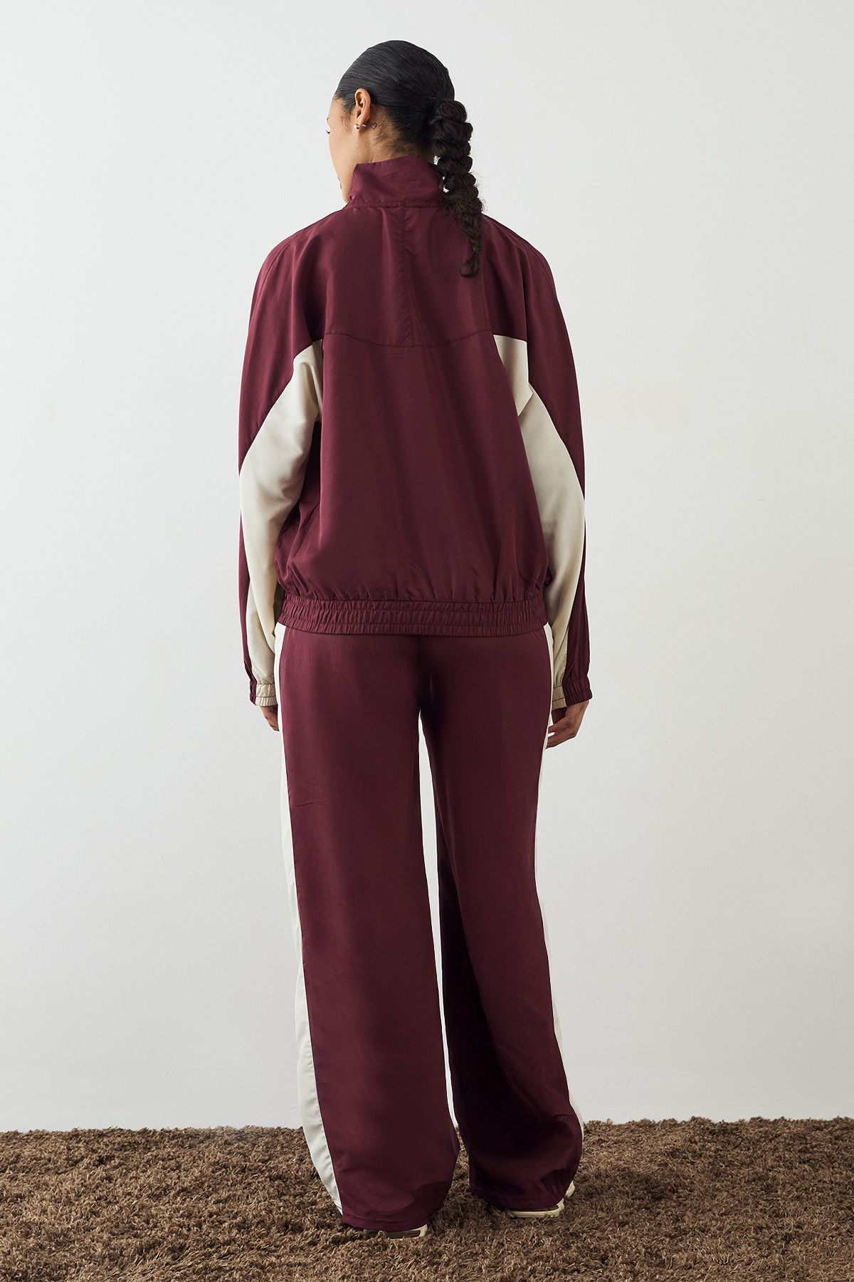 DSGN Studio DSGN Studio Woven Colour Block Straight Leg Jogger Burgundy image 2