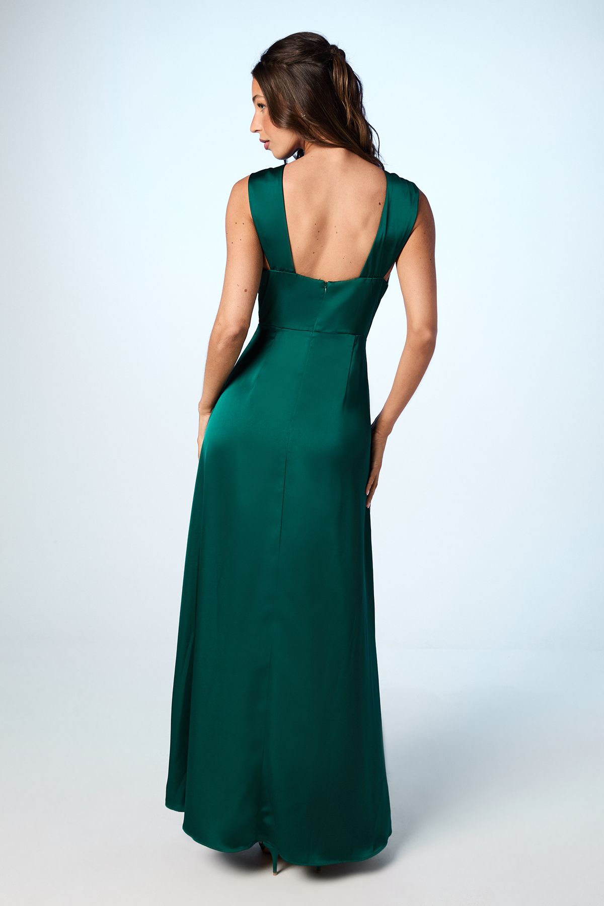 Coast Twisted Halterneck Satin Maxi Bridesmaid Dress Emerald image 3