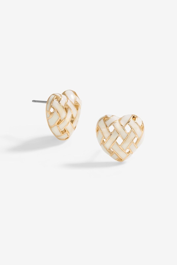 Jon Richard Gold Plated Enamel Heart Weave Earrings