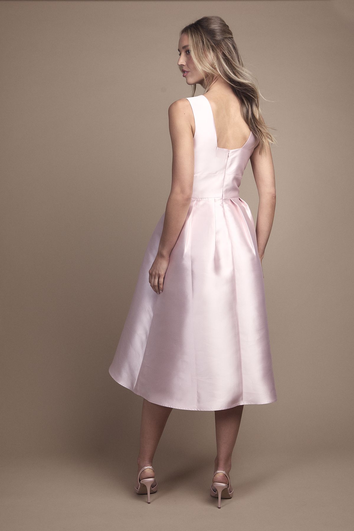 Coast Plunge Neck Structured Twill Midi Bridesmaid Dress Blush image 3